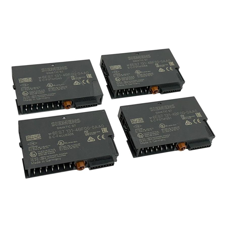 Used Lot of 4 Siemens 6ES7131-4BF00-0AA0 SIMATIC S7 ET200S 8 DI 24VDC Input Module