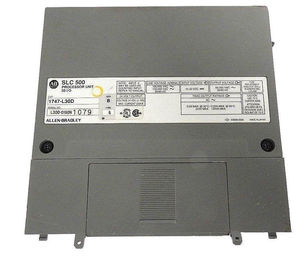 Used ALLEN BRADLEY 1747-L30D PROCESSOR UNIT 1747L30D SLC 500, 30 I/O, SER. B, FRN. 6