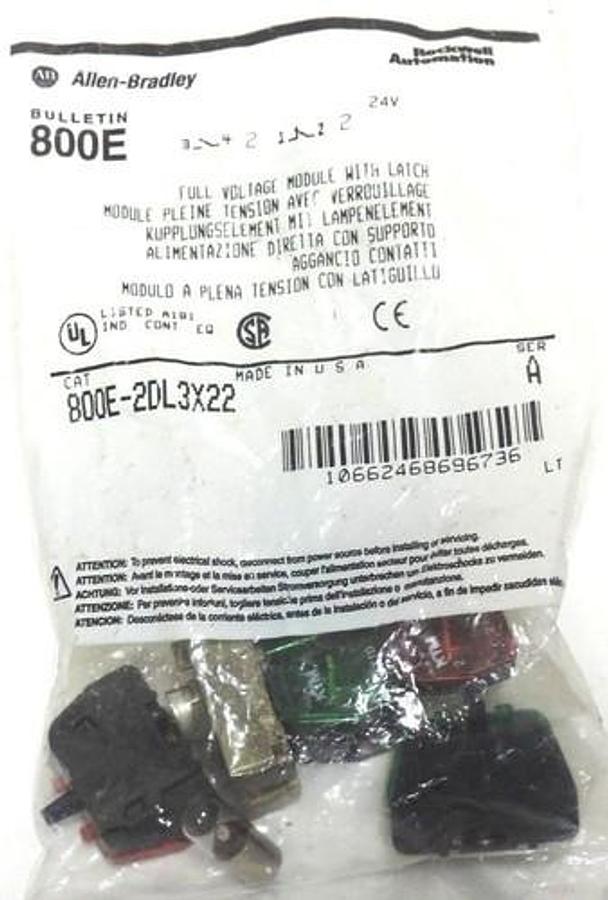 NEW ALLEN BRADLEY 800E-2DL3X22 FULL VOLTAGE MODULE W/ LATCH 800E2DL3X22 SER. A