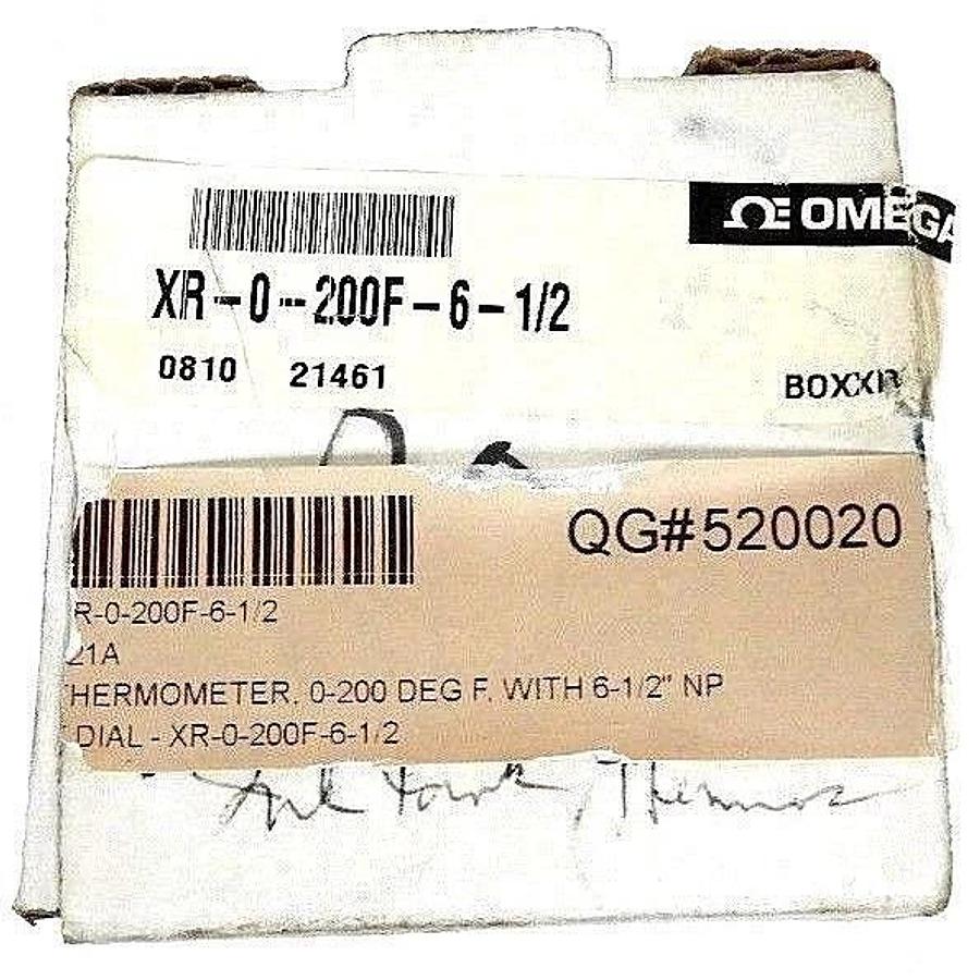 Used NIB OMEGA XR-0-200F-6-1/2 DIALTEMP BI-METAL THERMOMETERS, 0 TO 200F, 6" STEM
