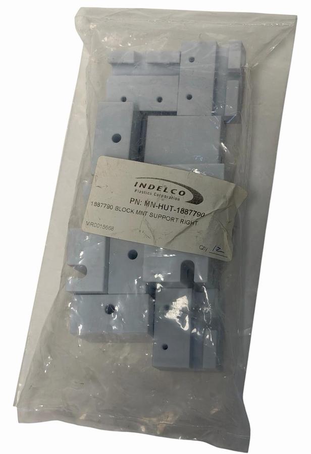 Used LOT OF 12 NEW INDELCO PLASTICS CORP. MN-HUT-1887790 BLOCK MOUNTS SUPPORT RIGHT