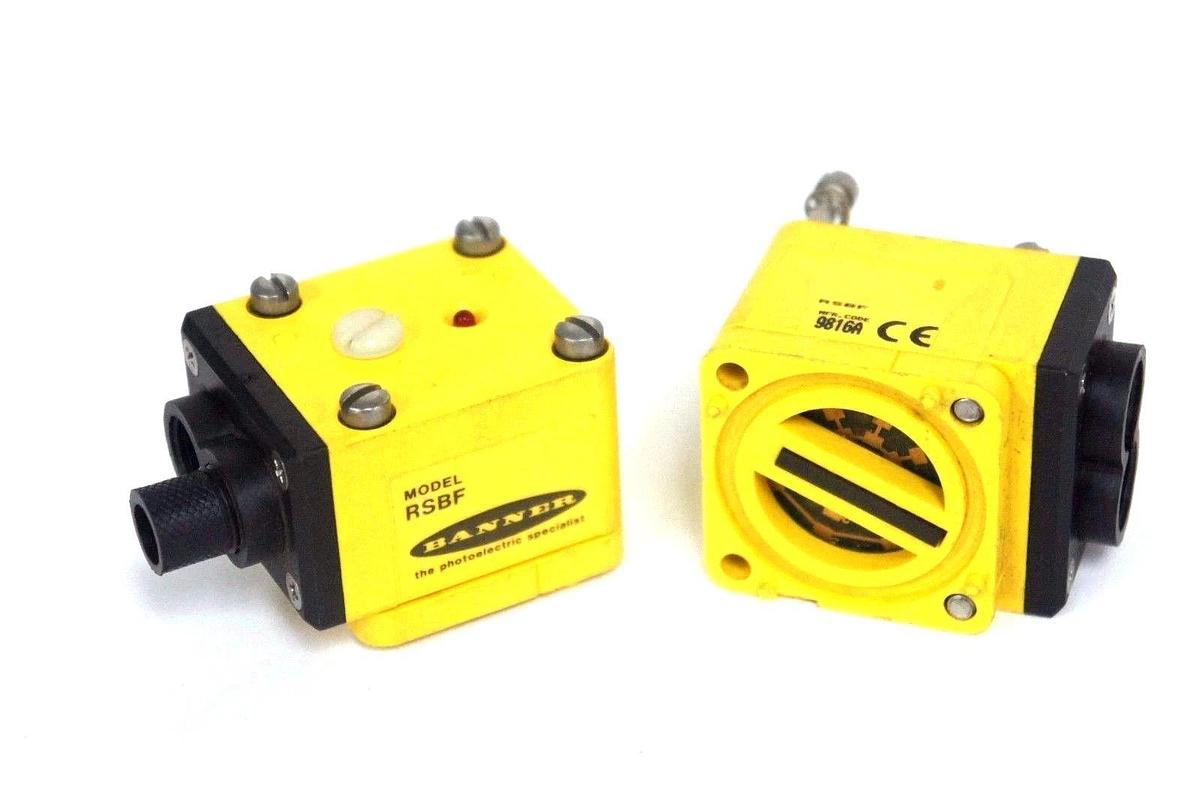 Used LOT OF 2 BANNER RSBF MAXI-BEAM PHOTOELECTRIC SENSOR HEADS