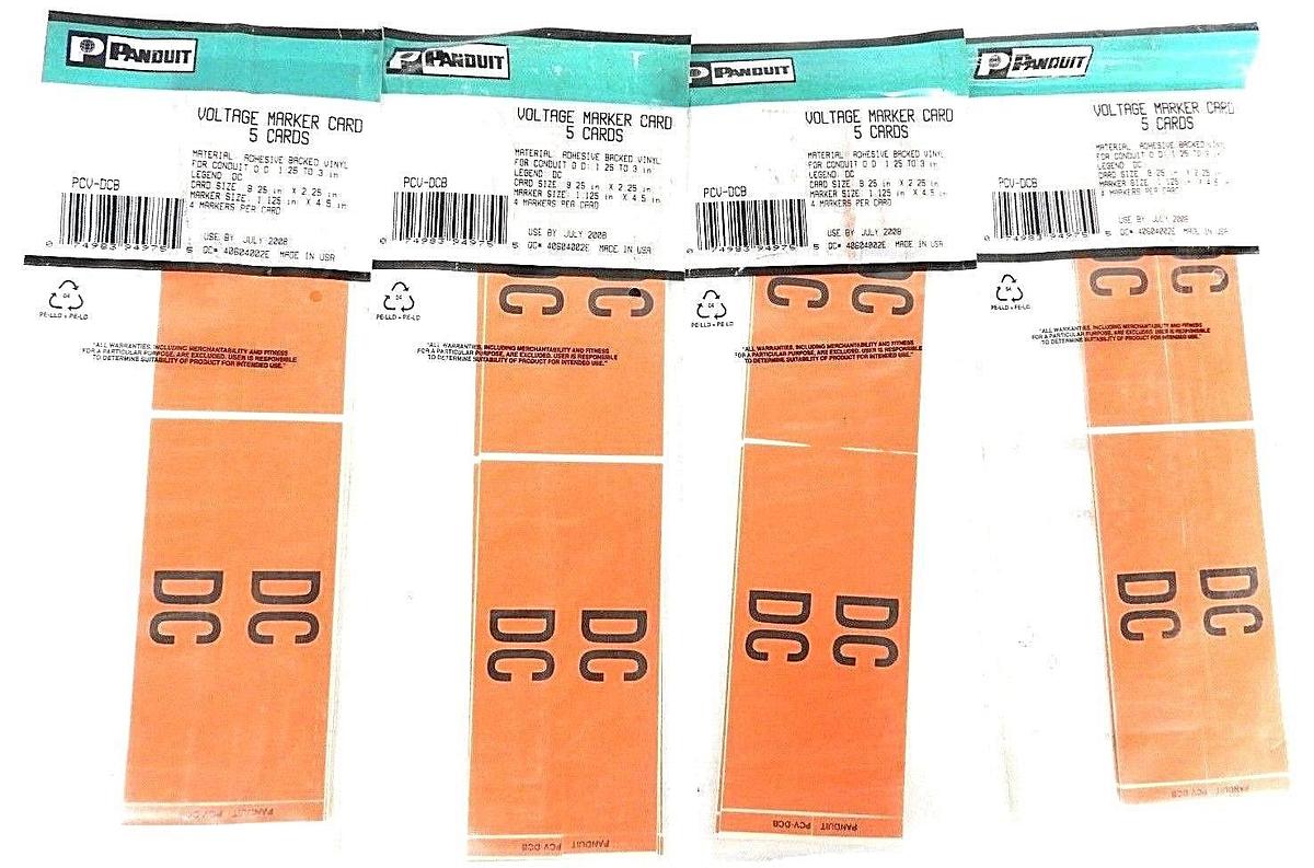 Used LOT OF 4 NEW PANDUIT PCV-DCB VOLTAGE MARKER CARD DC 4/CARD 5/PACK