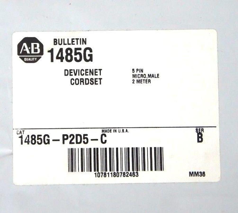 NIB ALLEN BRADLEY 1485G-P2D5-C SER. B DEVICENET CORDSET, 1485GP2D5C