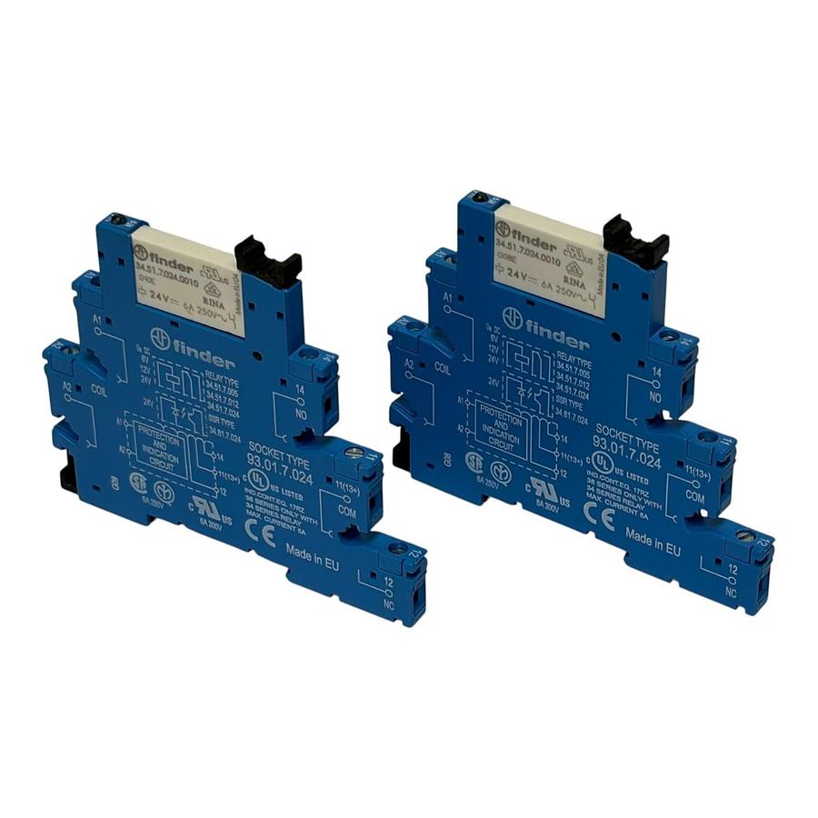 Used New Finder 34.51.7.024.0010 24V Slim Relay 93.01.7.024 Lot of 2