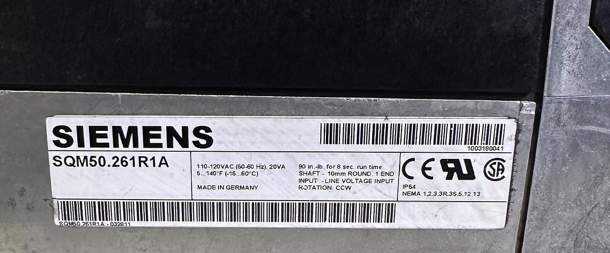Used SIEMENS SQM50.261R1A / SQM50261R1A ROTARY ACTUATOR 110/120VAC 50/60Hz 20VA