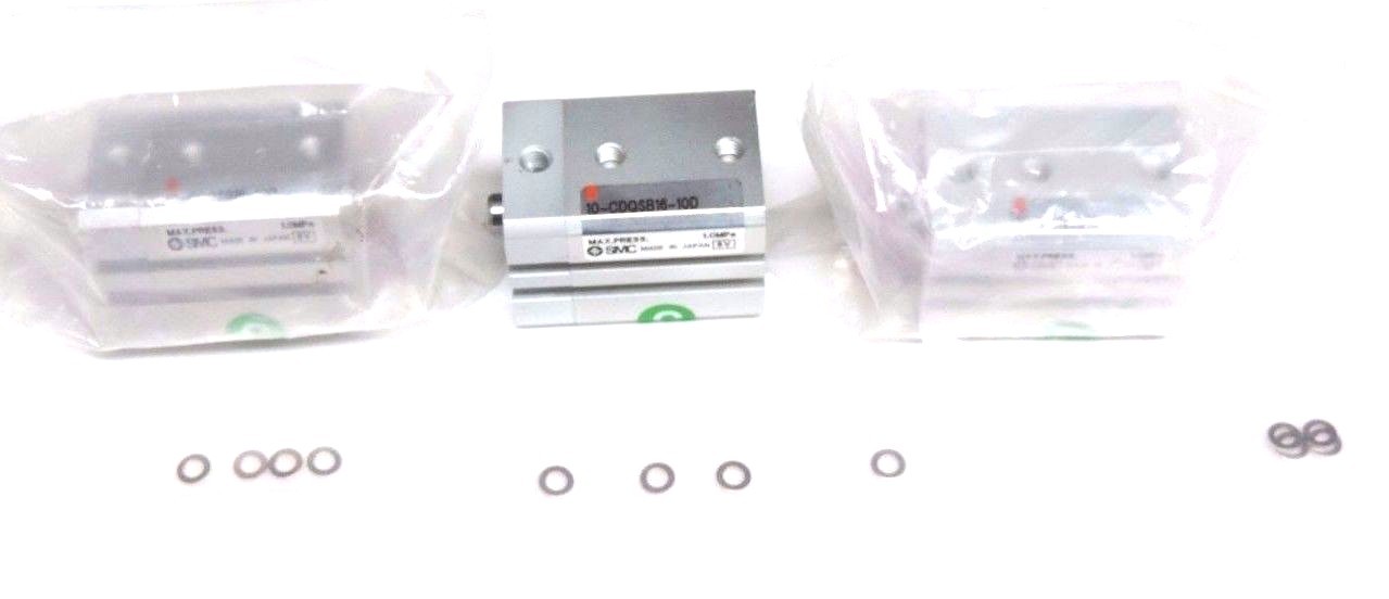 Used LOT OF 3 NIB SMC 10-CDQSB16-10D PNEUMATIC ROTARY CLAMP CYLINDERS 10CDQSB1610D