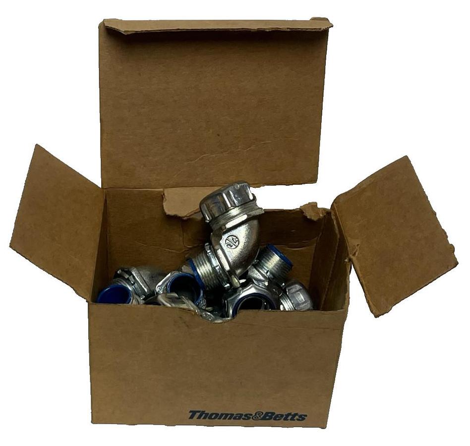 Box of 10) THOMAS & BETTS 5353 Liquidtight Connector 3/4" 90° Angle | INSULATED