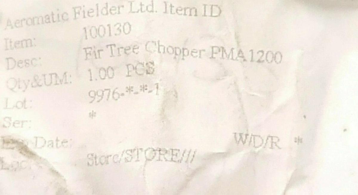 NEW AEROMATIC FIELDER LTD. FIR TREE CHOPPER PMA1200