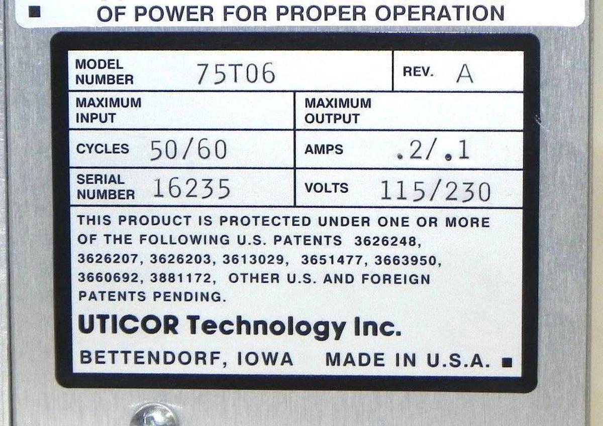NEW UTICOR 75T06 DIRECTOR 4001 PROCESSOR MODEL 2 REV. A