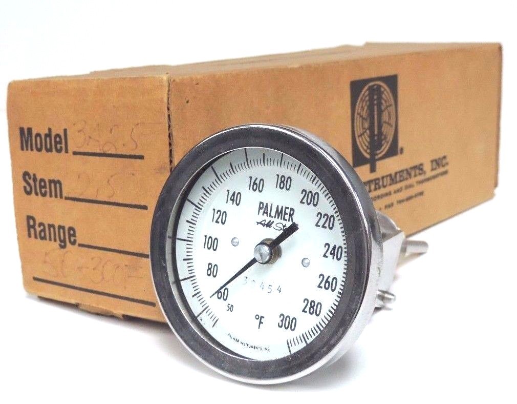 Used NIB PALMER ALL STAR 3A2.5 BIMETAL THERMOMETER 3" RANGE: 50/300F, STEM: 2.5