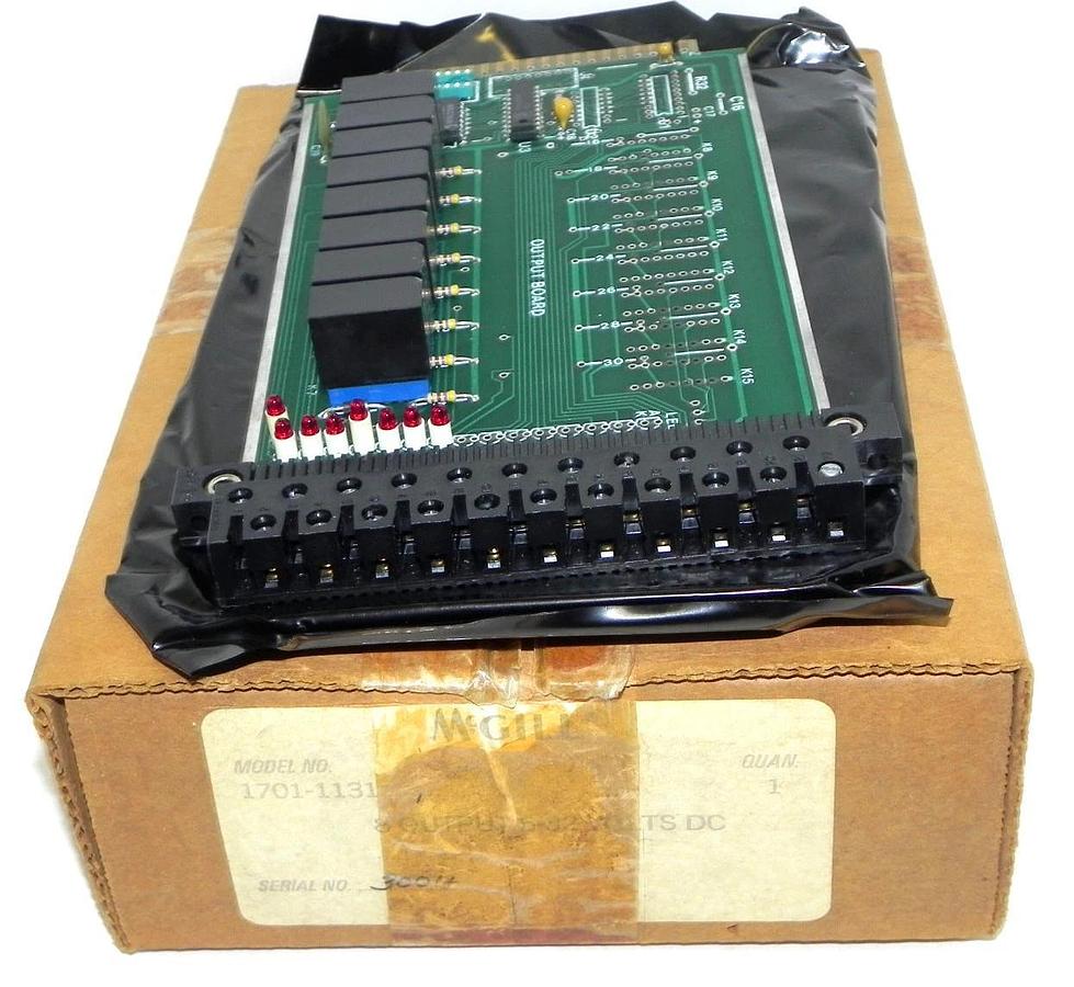 Used MCGILL 1701-1131 OUTPUT BOARD 5-32 VOLTS DC 1701-76541 (IN BOX)