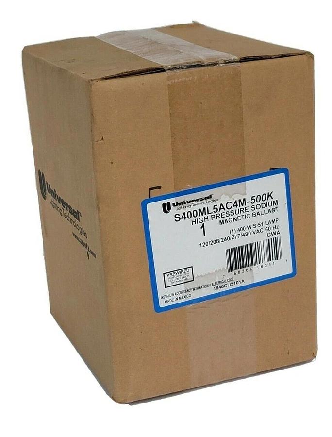 Used NIB UNIVERSAL S400ML5AC4M-500K HIGH PRESSURE SODIUM MAGNETIC BALLAST