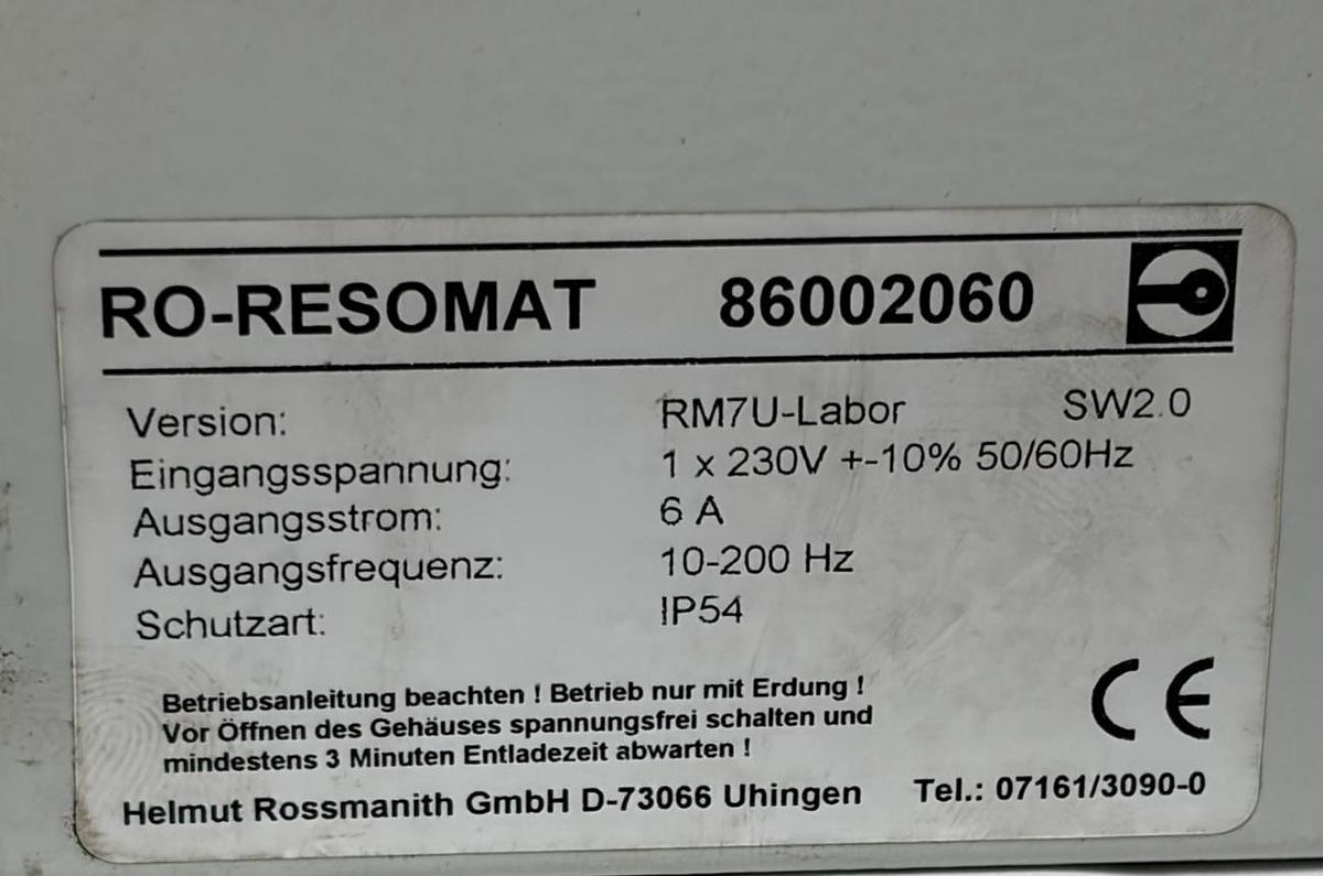 Used Rossmanith RO-RESOMAT RM7U-Labor Vibration Controller 86002060