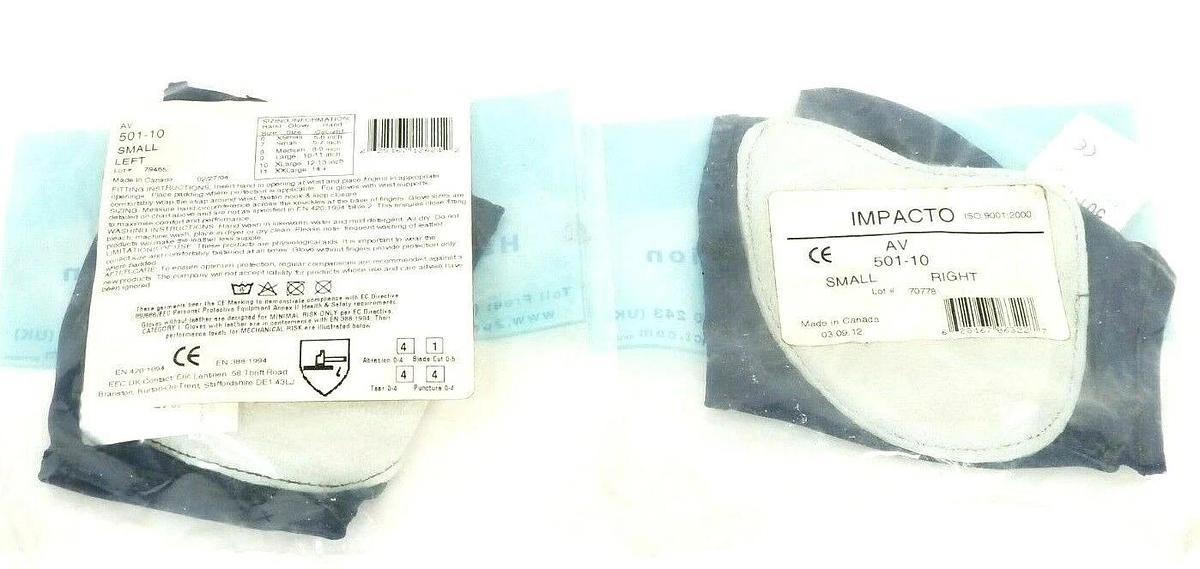 Used NEW IMPACTO AV 501-10 LEFT & AV 501-10 RIGHT ANTI-IMPACT GLOVE SET SMALL