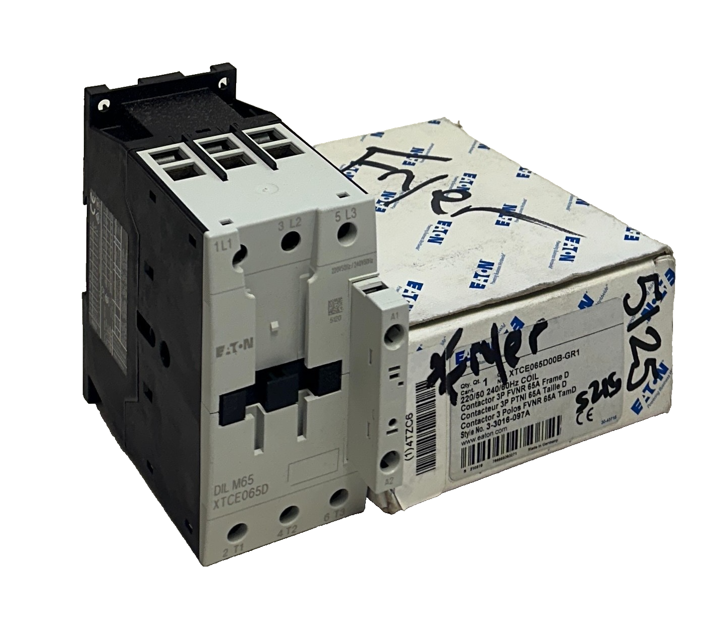 Used EATON XTCE065D00B-GR1 / DIL M65 / XTCE065D00B XT IEC CONTACTOR 3-3016-097A NSMP