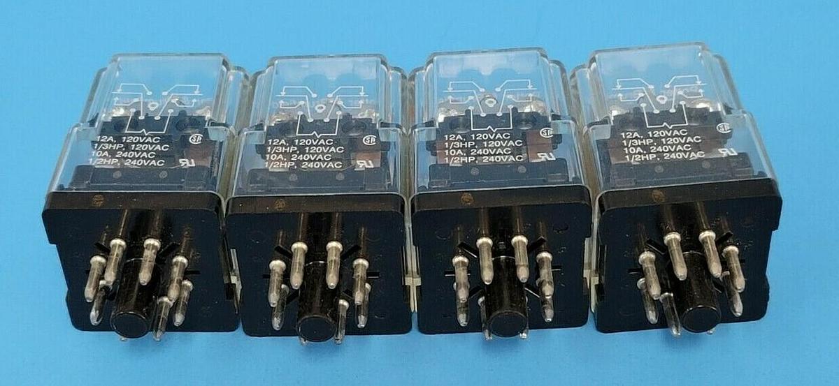 Used LOT OF 4 POTTER & BRUMFIELD KRPA-11AG-120 RELAYS KRPA11AG120, 120V, 50/60HZ