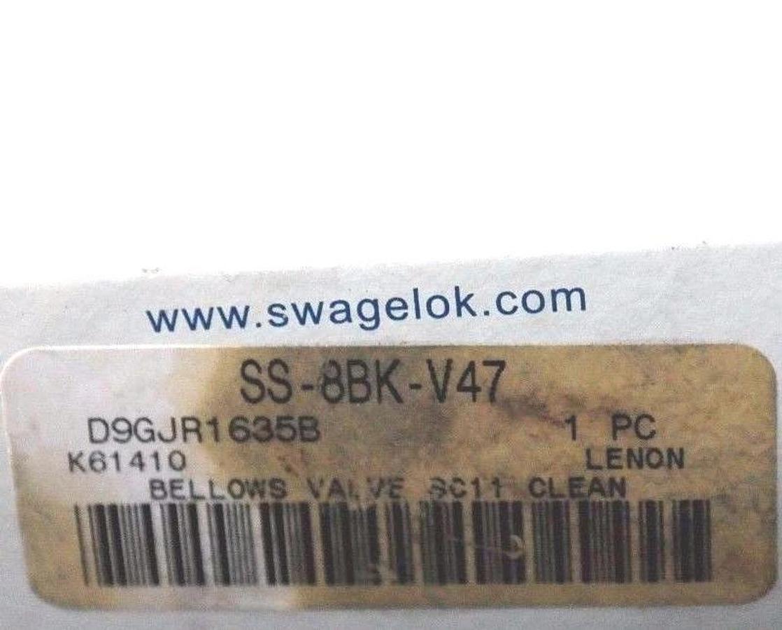 NIB SWAGELOK SS-8BK-V47 BELLOWS VALVE SC11 CLEAN SS8BKV47