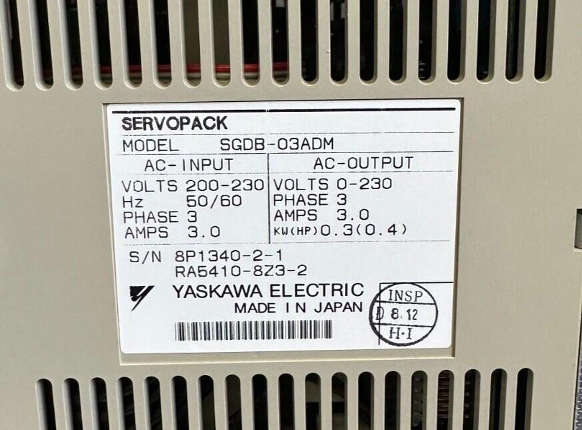 Used NEW YASKAWA SGDB-03ADM / SGDB03ADM SERVOPACK DRIVE 200-230VAC 3A 50/60Hz 3-PH
