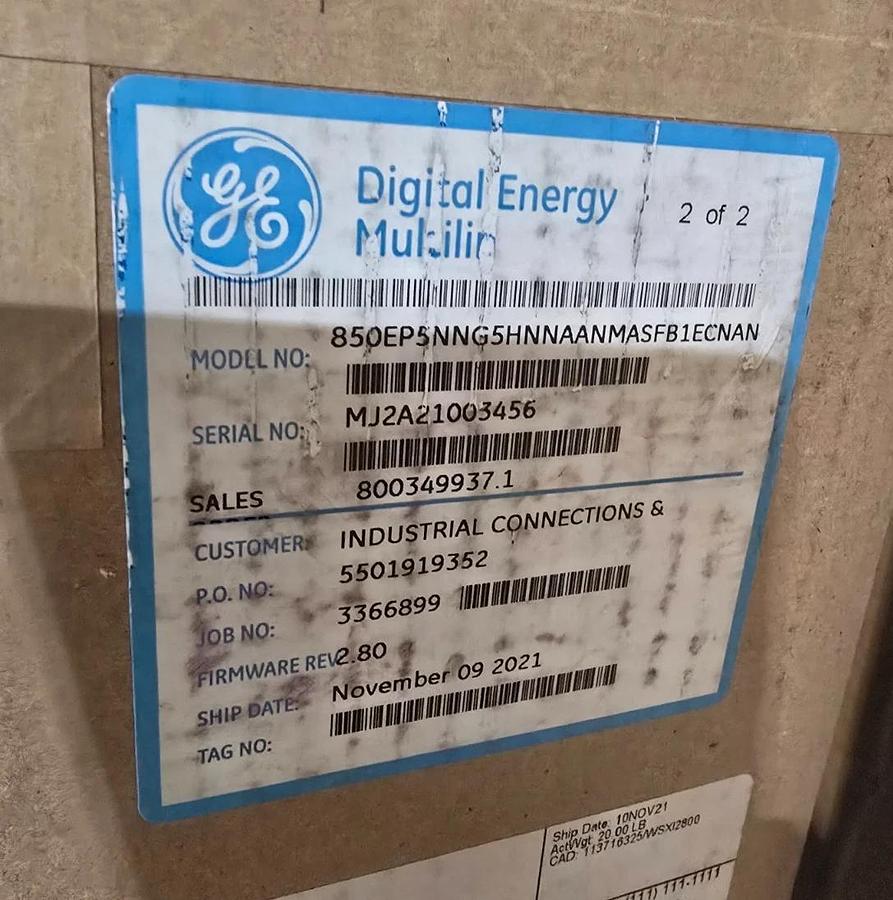 Used GE MULTILIN 850 FEEDER RELAY 850-E-P5-NN-G5-H-N-N-A-A-N-M-A-S-F-B-1E-C-N-A-N NEW