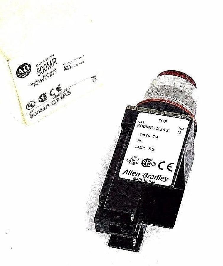 Used NIB ALLEN BRADLEY 800MR-Q24RS SER D SMALL ROUND PILOT LIGHT RED, 24V, 800MRQ24RS