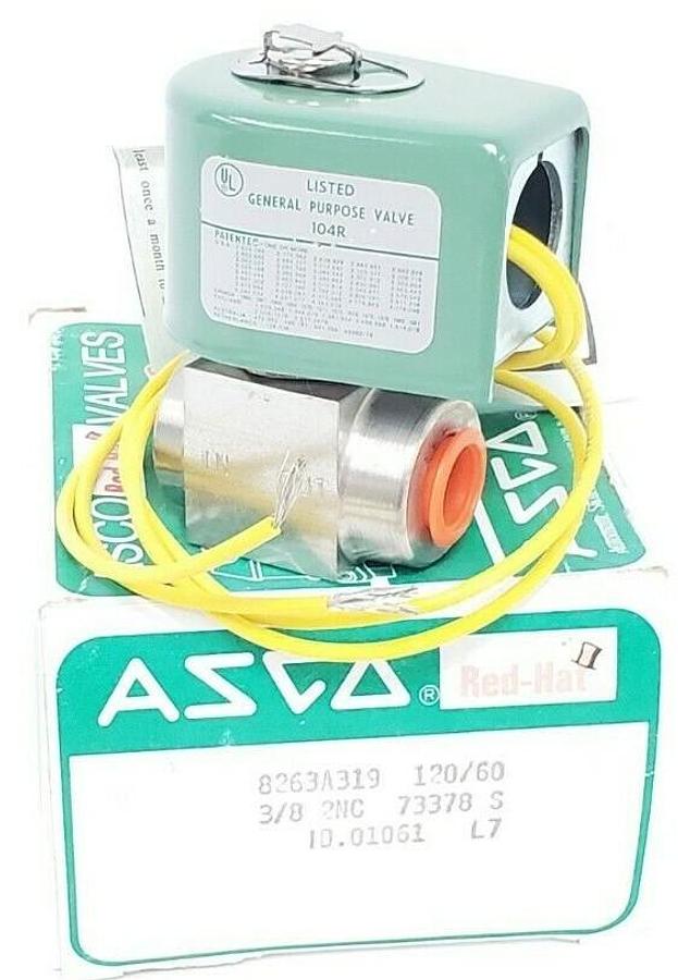 Used NIB ASCO 8263A319 SOLENOID VALVE PIPE: 3/8'' WATTS: 11 VOLTZ/HZ: 110/50 120/60