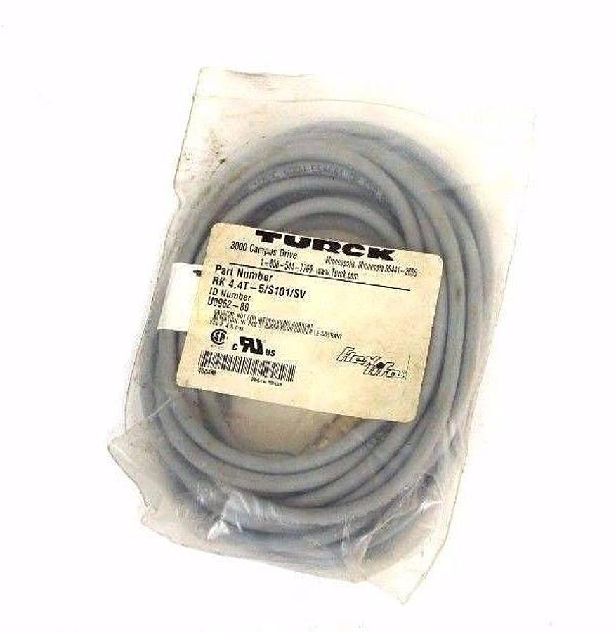 NEW TURCK RK 4.4T-5/S101/SV CORDSET U0962-80 RK44T5S101SV