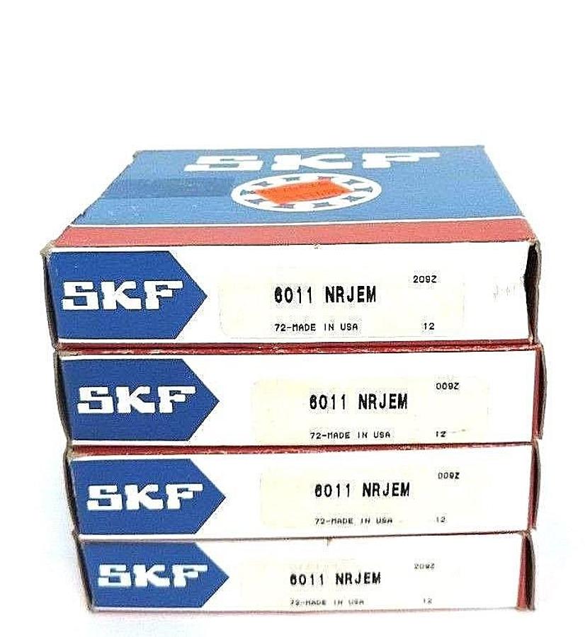 Used LOT OF 4 NIB SKF 6011NRJEM BALL BEARINGS 6011-NRJEM, 90MM OD