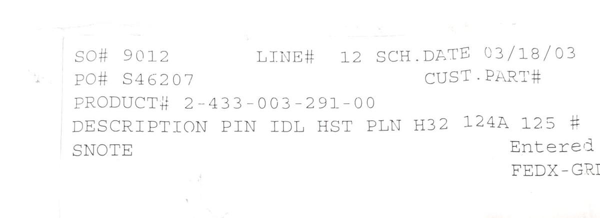 Used LOT OF 6 NEW GENERIC 2-433-003-291-00 PIN IDL HST PLN H32 124A 125