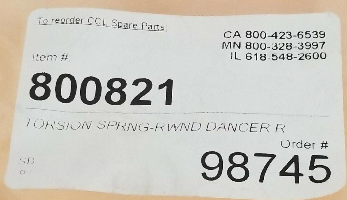 Used LOT OF 5 NEW GENERIC 800821 TORSION SPRING-RWND DANCER R