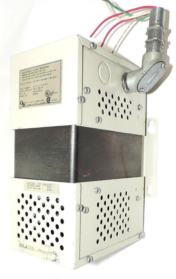 Used SOLA 23-23-125-8 SINGLE PHASE TRANSFORMER 3.2AMP 250VA 95/520V, 23231258