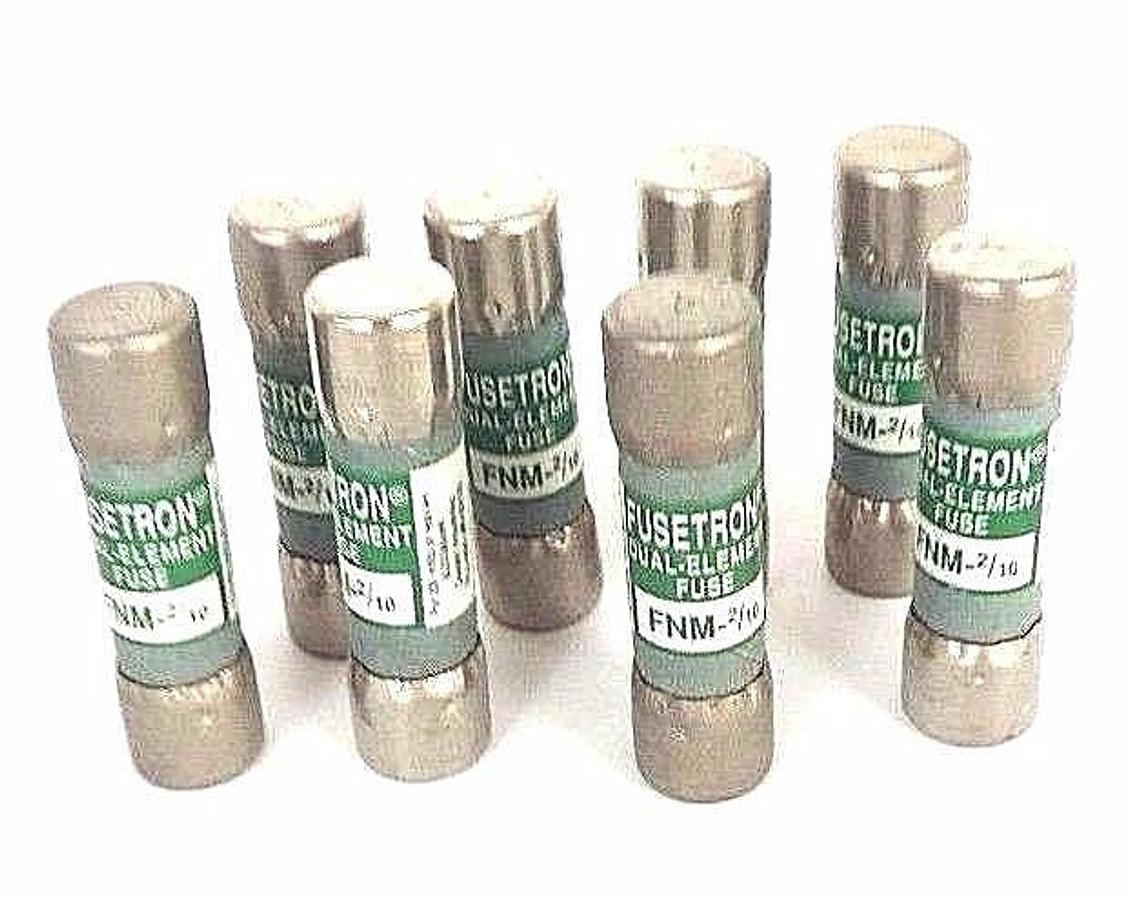 Used LOT OF 8 COOPER BUSSMANN FNM-2/10 FUSETRON DUAL-ELEMENT FUSES