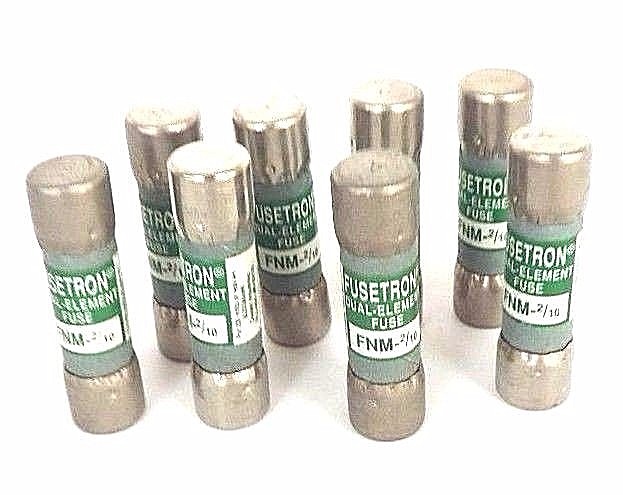 Used LOT OF 8 COOPER BUSSMANN FNM-2/10 FUSETRON DUAL-ELEMENT FUSES