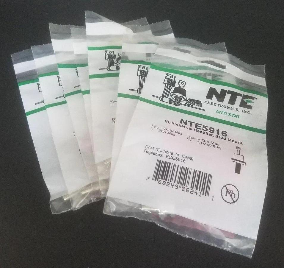 Used LOT OF 7 NEW NTE NTE5916 SI, INDUSTRIAL RECTIFIERS, STUD MOUNT