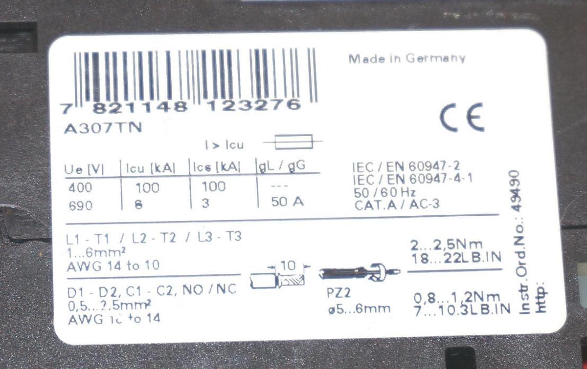 Used CUTLER HAMMER AE317TNS3A COMB. MTR. CNTLR. W/ CE15BNSC3, A307TN