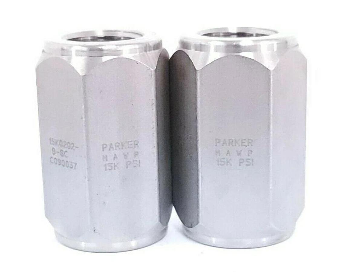 LOT OF 2 NEW PARKER 15K0202-B-8C COUPLINGS, FEMALE, 1/2" NPT MAWP 15K PSI