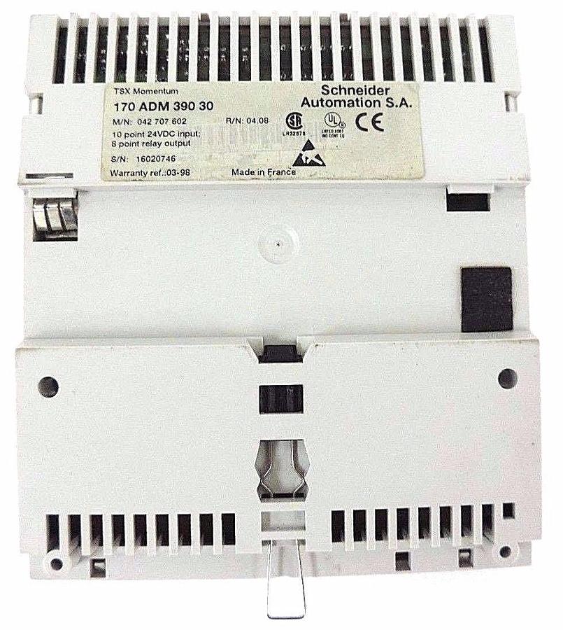 Used SCHNEIDER MODICON 170ADM39030 I/O BASE, 24VDC - 10PT IN 8PT RELAY OUT R/N: 04.08