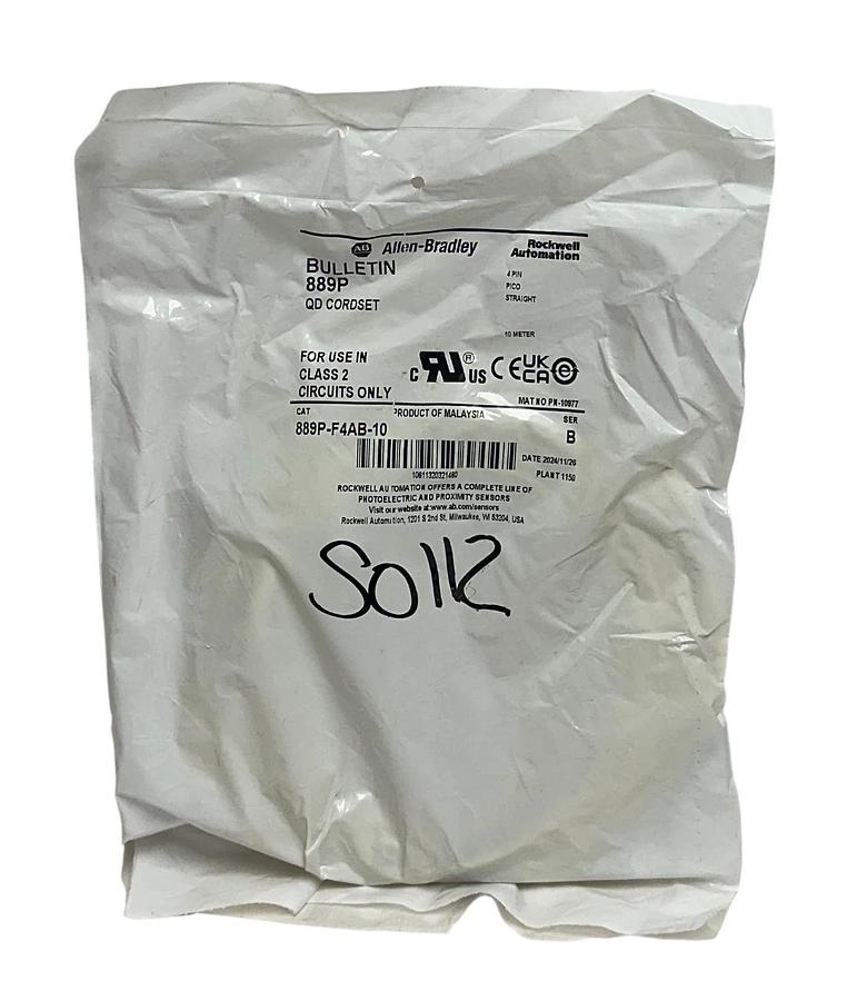 Used ALLEN BRADLEY 889P-F4AB-10 /B BULLETIN 889P PICO QD CORDSET 4-PIN STRAIGHT NSFS