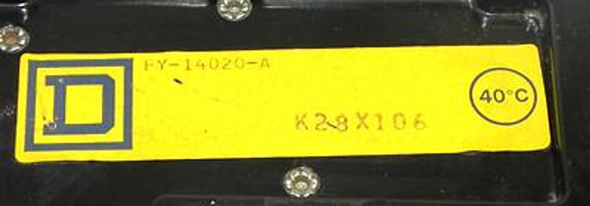 Used SQUARE D FY-14020-A MOLDED CASE CIRCUIT BREAKER FY14020A