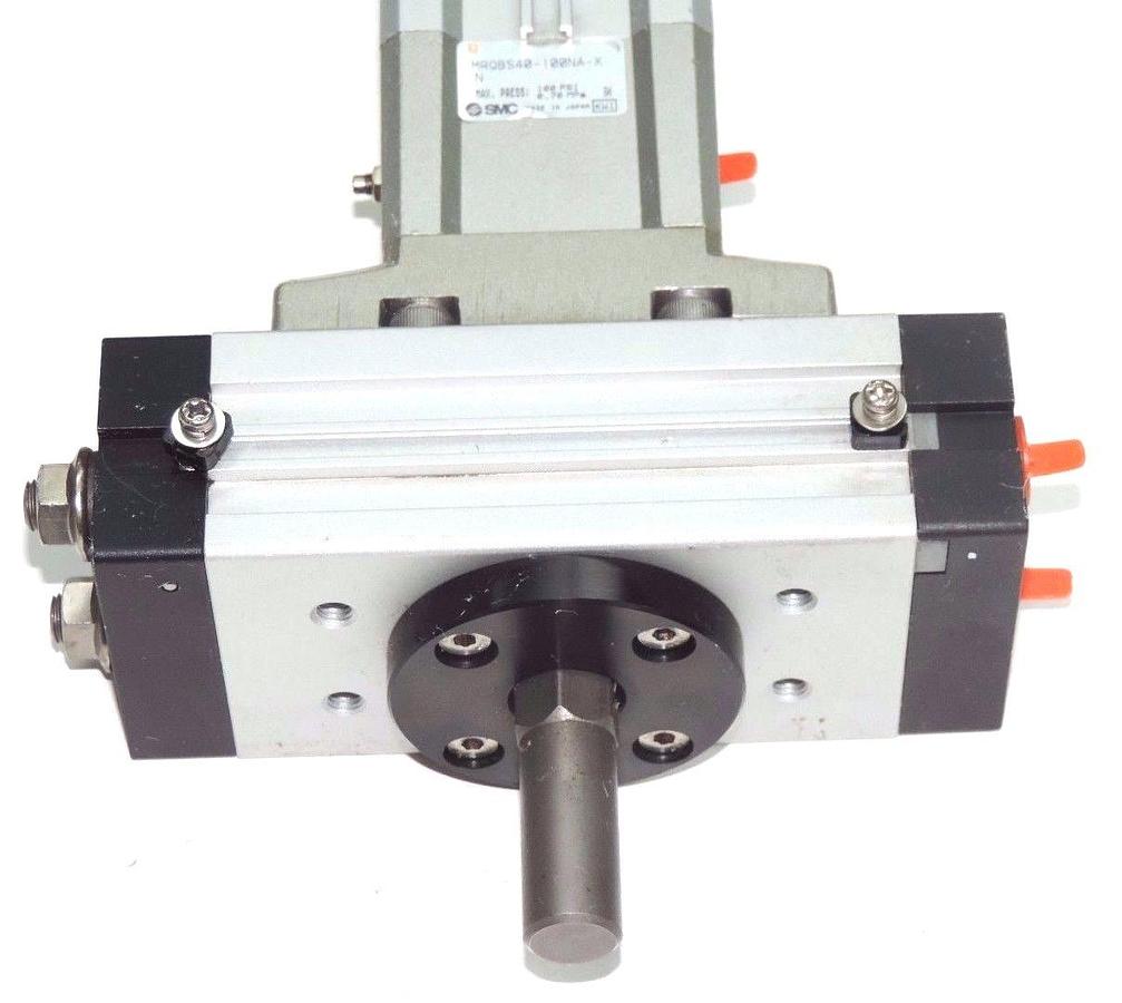 Used SMC MRQBS40-100NA-X N ROTARY CYLINDER W/ P317020-1-N 90DEG UNIT MRQBS40100NAXN