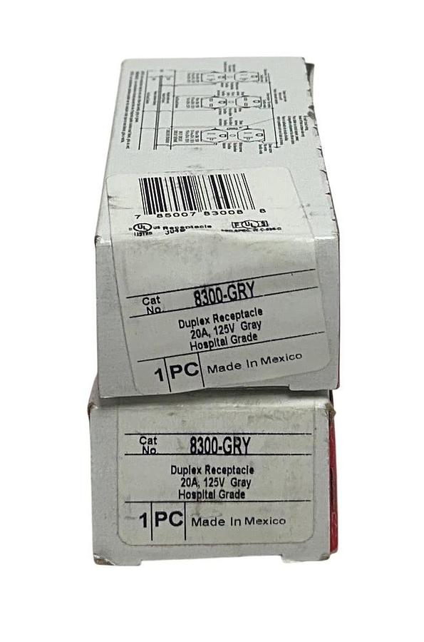 2 PASS & SEYMOUR LEGRAND 8300-GRY / 8300GRY DUPLEX RECEPTACLES 20A 125V NSMP
