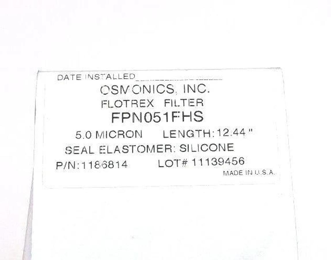 Used NIB OSMONICS, INC. FLOTREX FILTER FPN051FHS 5.0 MICRON LENGTH: 12.44'' 1186814