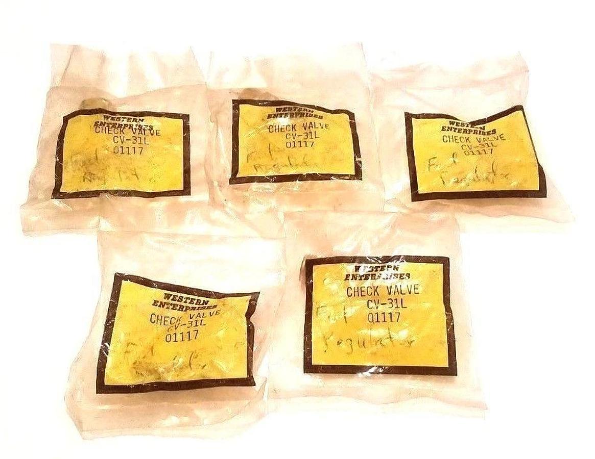 Used LOT OF 5 NEW WESTERN ENTERPRISES CV-31L CHECK VALVES CV31L, 01117
