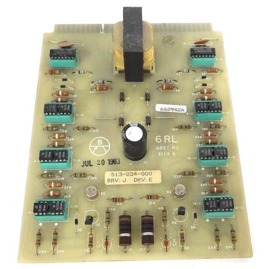 Used BURTON EMERSON 513-234-000 CIRCUIT BOARD BRV: J DRV: E, 6RL, ECI-B-6