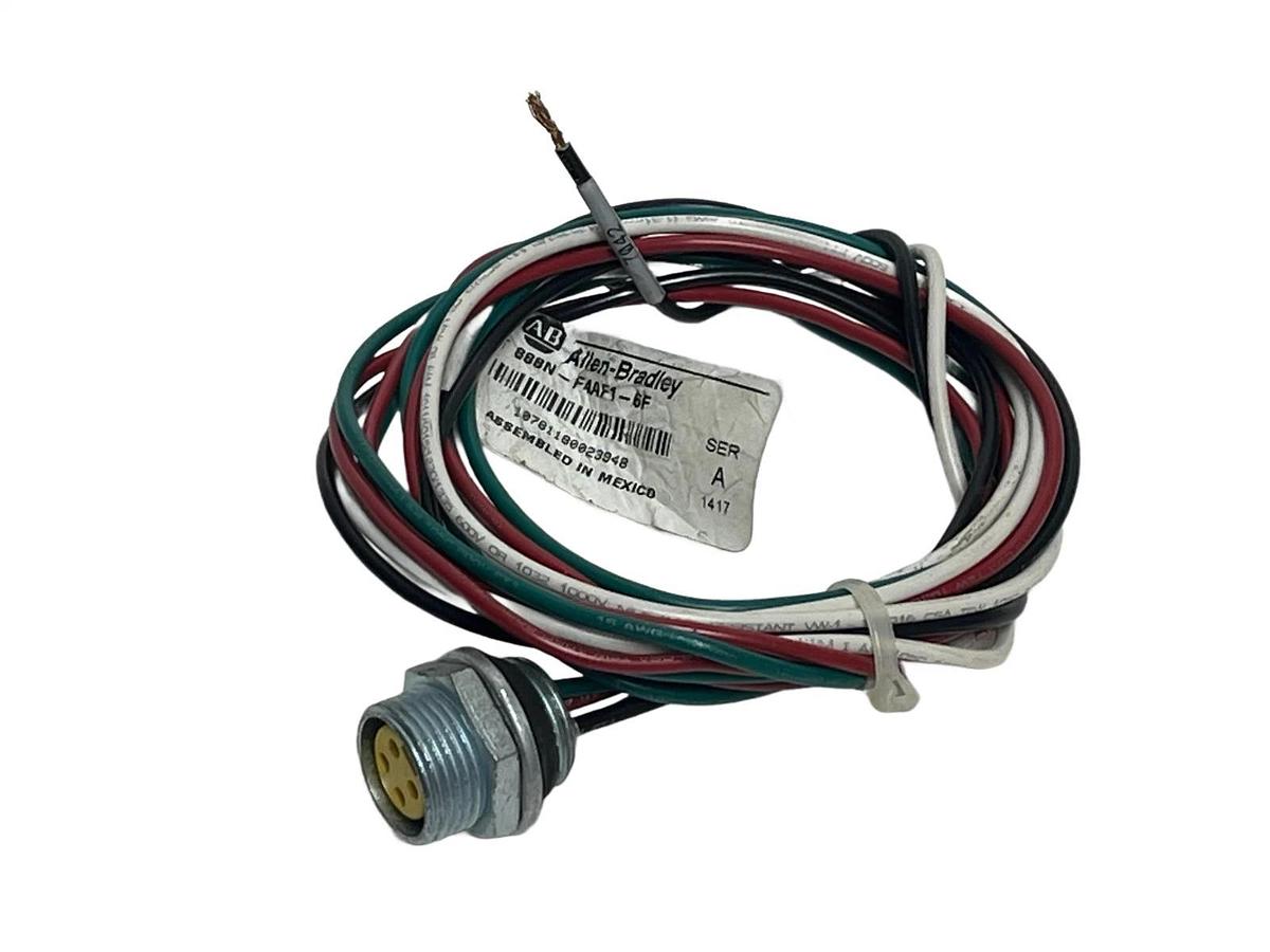 Allen-Bradley 888N-F4AF1-6F Mini Receptacle 4-Pin 16 AWG 6ft 1/2" NPT Ser A NSNP