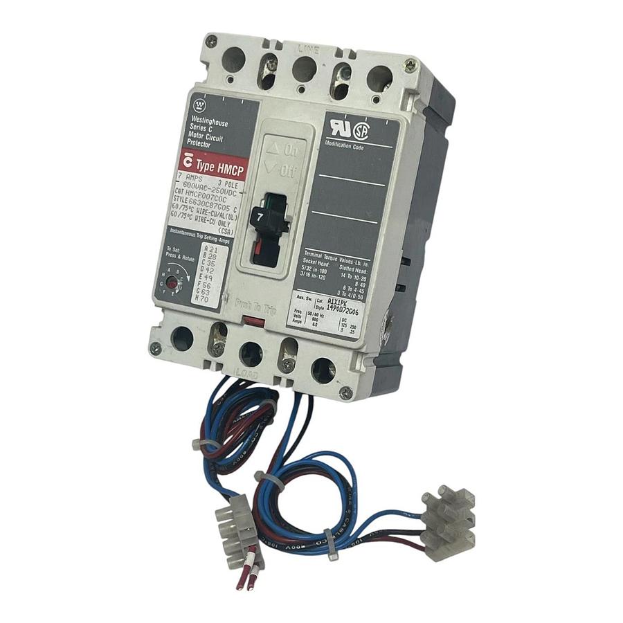Used Westinghouse HMCP007C0C Series C Motor Circuit Protector 7A 3-Pole 600V