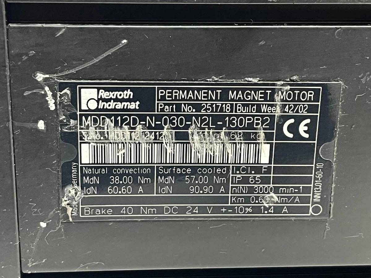 Refurbished Rexroth Indramat MDD112D-N-030-N2L-130PB2 AC Servo Motor R911251718 w/Brake REP