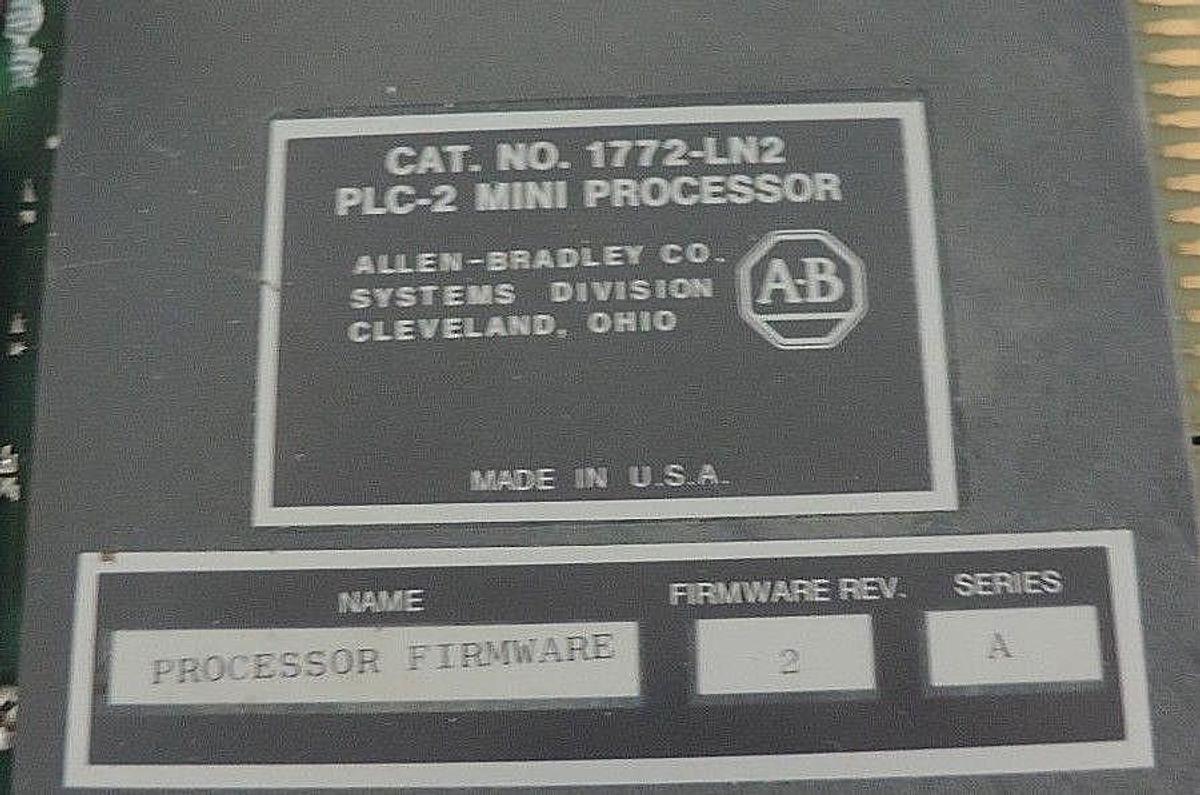 Used ALLEN BRADLEY 1772-LN2 SER. A, FIRMWARE REV. 2, PLC-2 MINI PROCESSOR W/ KEY