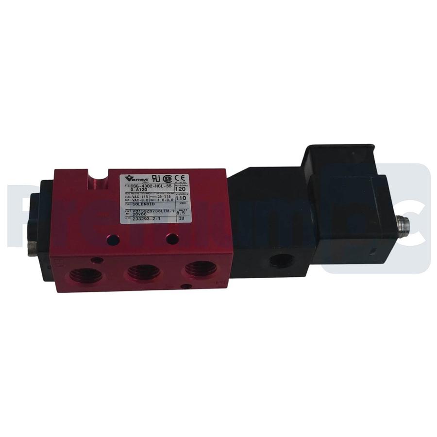 Versa Valves CSG-4302-HCL-55G-A120 Pneumatic 4-Way Valve, 120V AC, 1/4" NPT NEW
