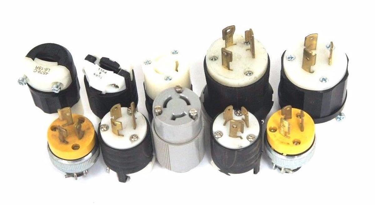 Used LOT OF 10 HUBBELL EAGLE LEVITON MISCELLANEOUS TWIST LOCK PLUGS AND RECEPTACLES